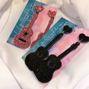 Glitter Guitar Acrylic Earrings